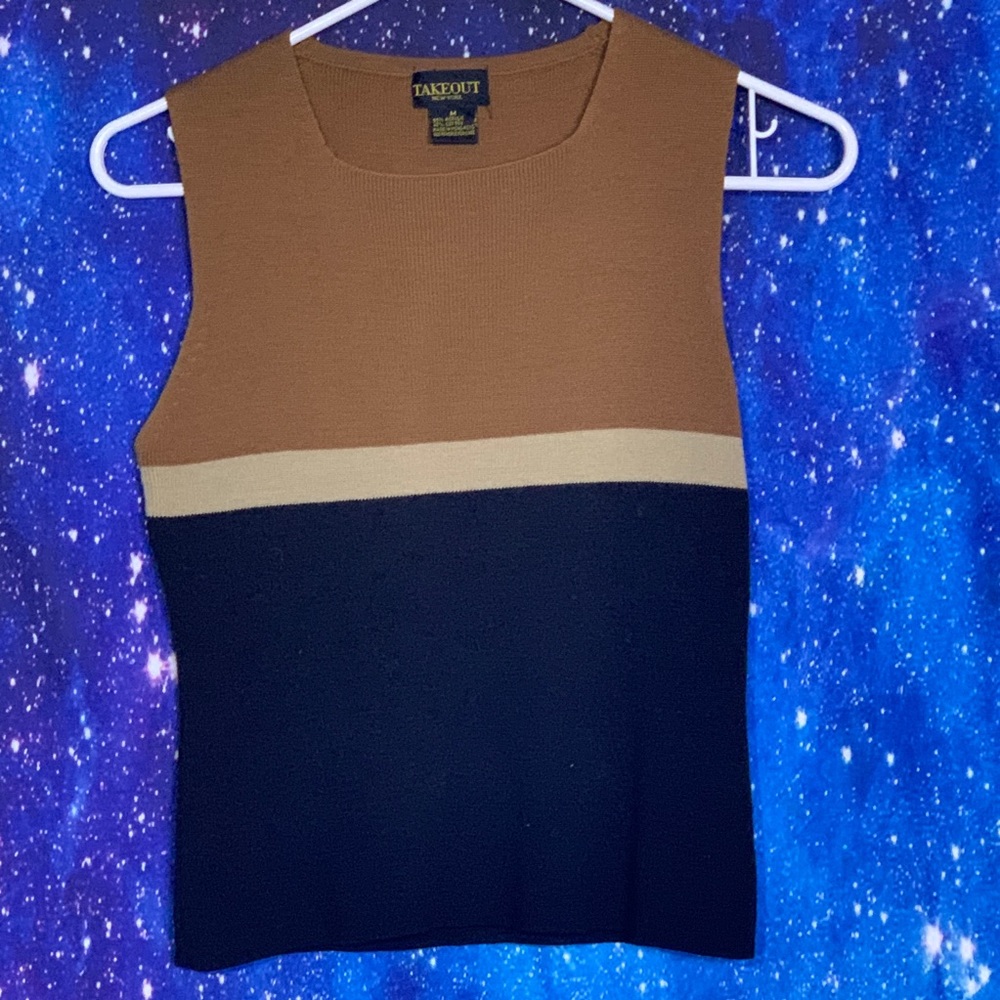 Takeout- Black/Brown/Beige Knit Tank size Medium